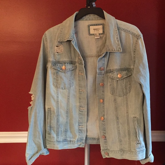 forever 21 ripped jean jacket